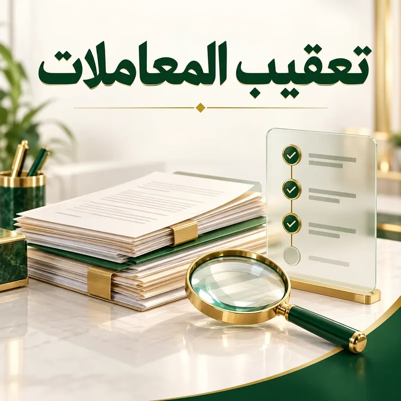 تعقيب المعاملات: ملفات وعدسة وقائمة متابعة